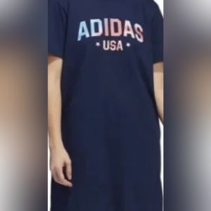 adidas USA Women's Navy/Multi America Cotton Tee Shirt Dress Size M NWT